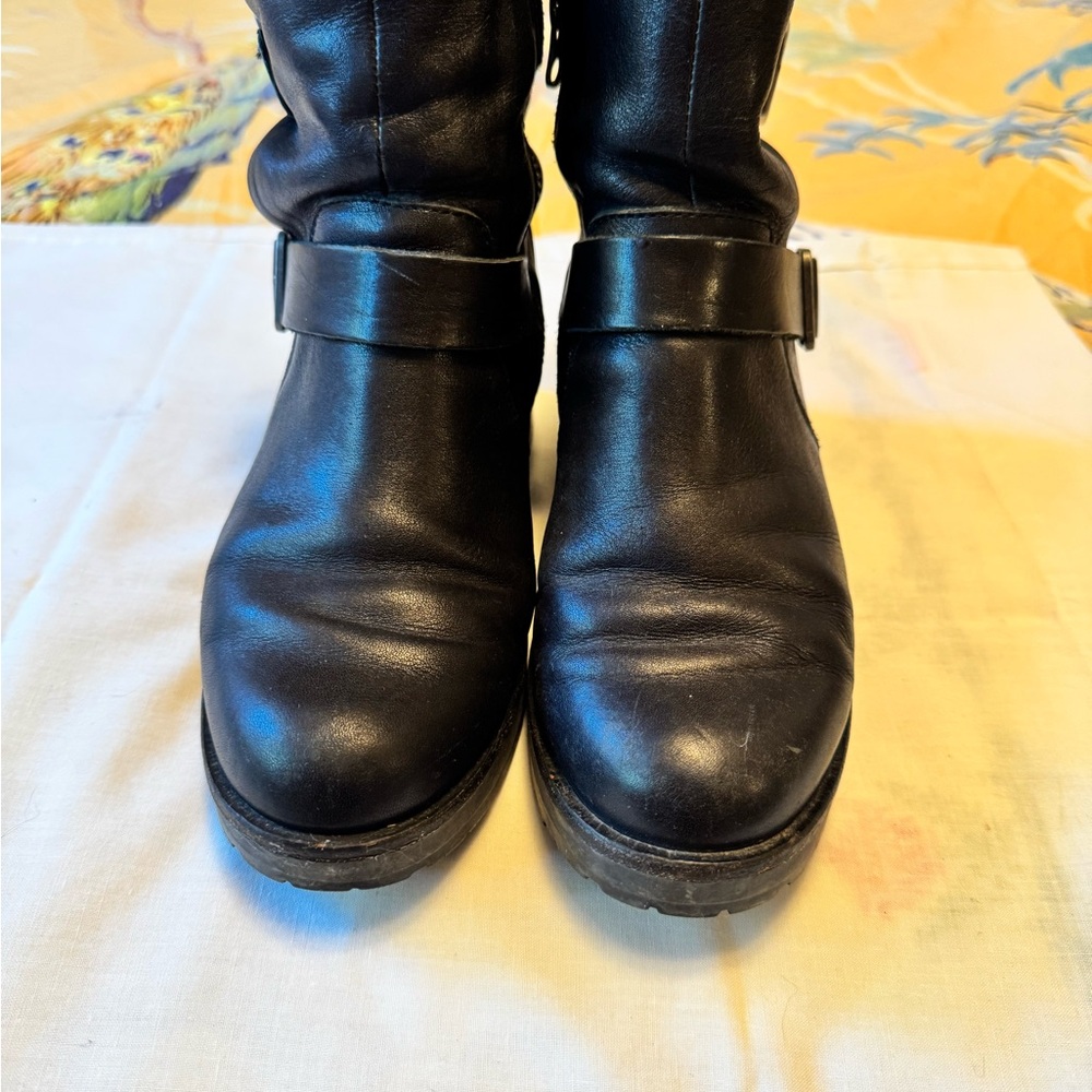 Kork Ease Black Leather Moto Boots